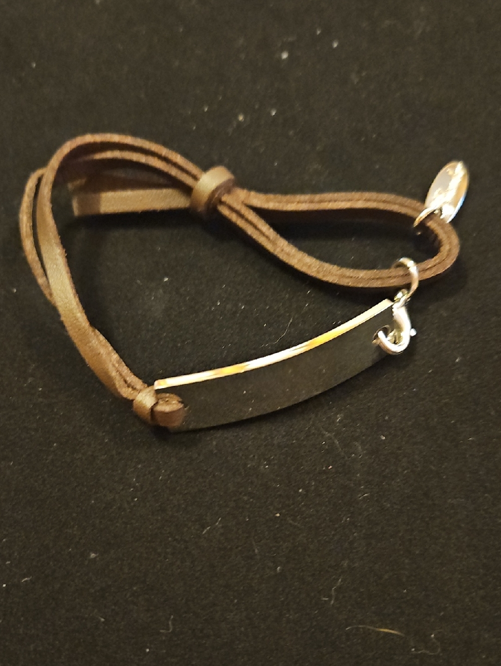 Plunder Brown Leather Cord Bracelet with Silver Plate